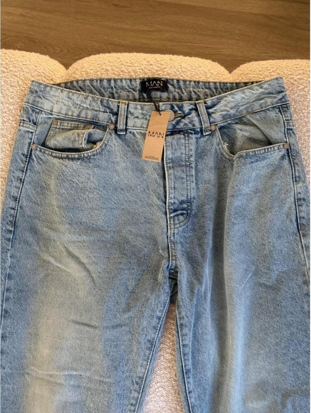 boohooMAN Organic Cotton Light Blue Denim Jeans
